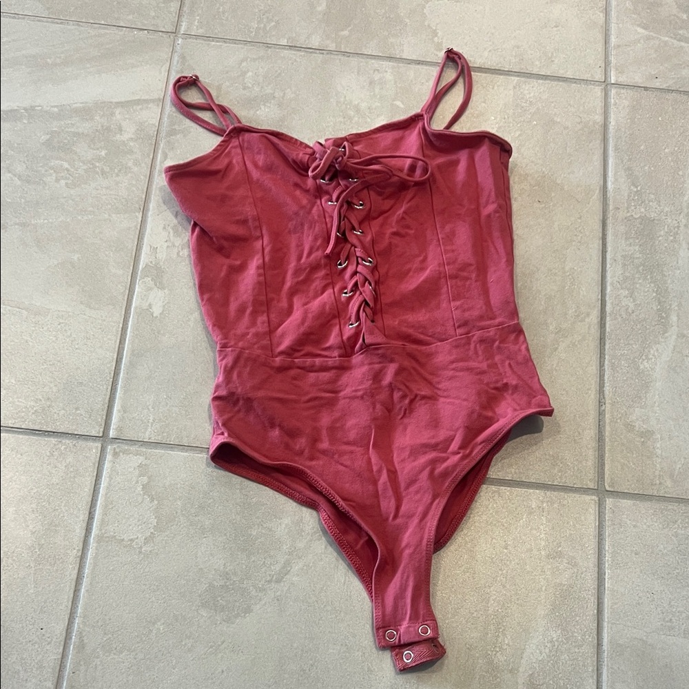 Forever 21 Pink Lace-Up Top